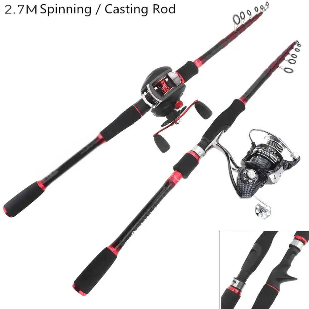 

2.1m/2.4m/2.7m 7 Section Carbon Fiber Lure Fishing Rods Travel Ultra Light Spinning / Casting Fishing Pole