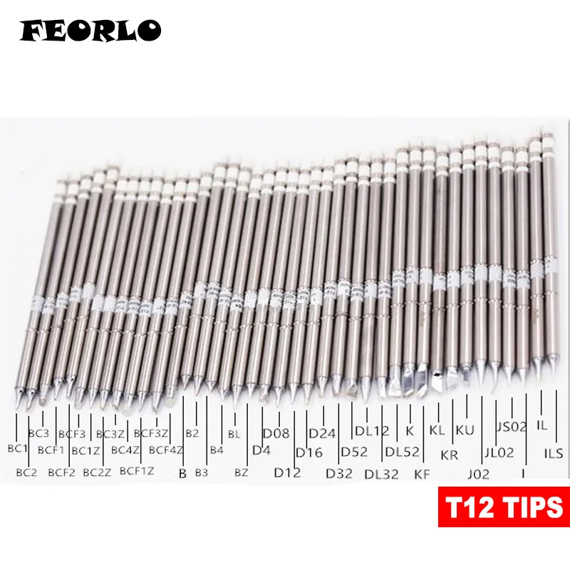 

FEORLO 1pcs /lot Solder Iron Tips T12 Series For Hakko FX951 STC STM32 OLED Soldering Station