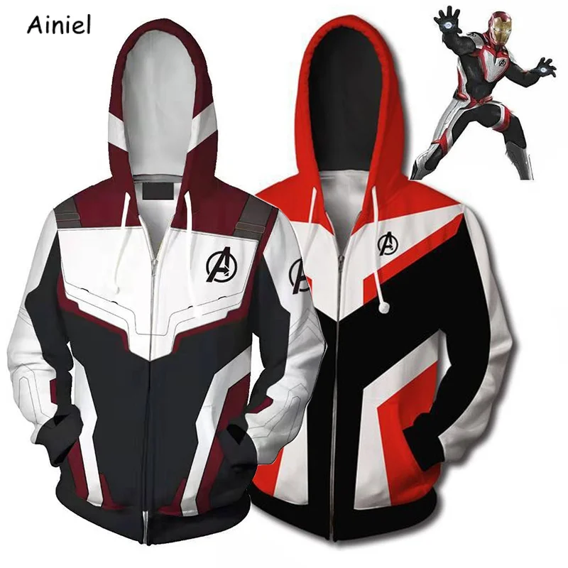 

Avengers Endgame Quantum Realm Cosplay Costume Hoodie Sweatshirt Superhero Captain America Iron Man Coat Jacket Hoodie Men Women