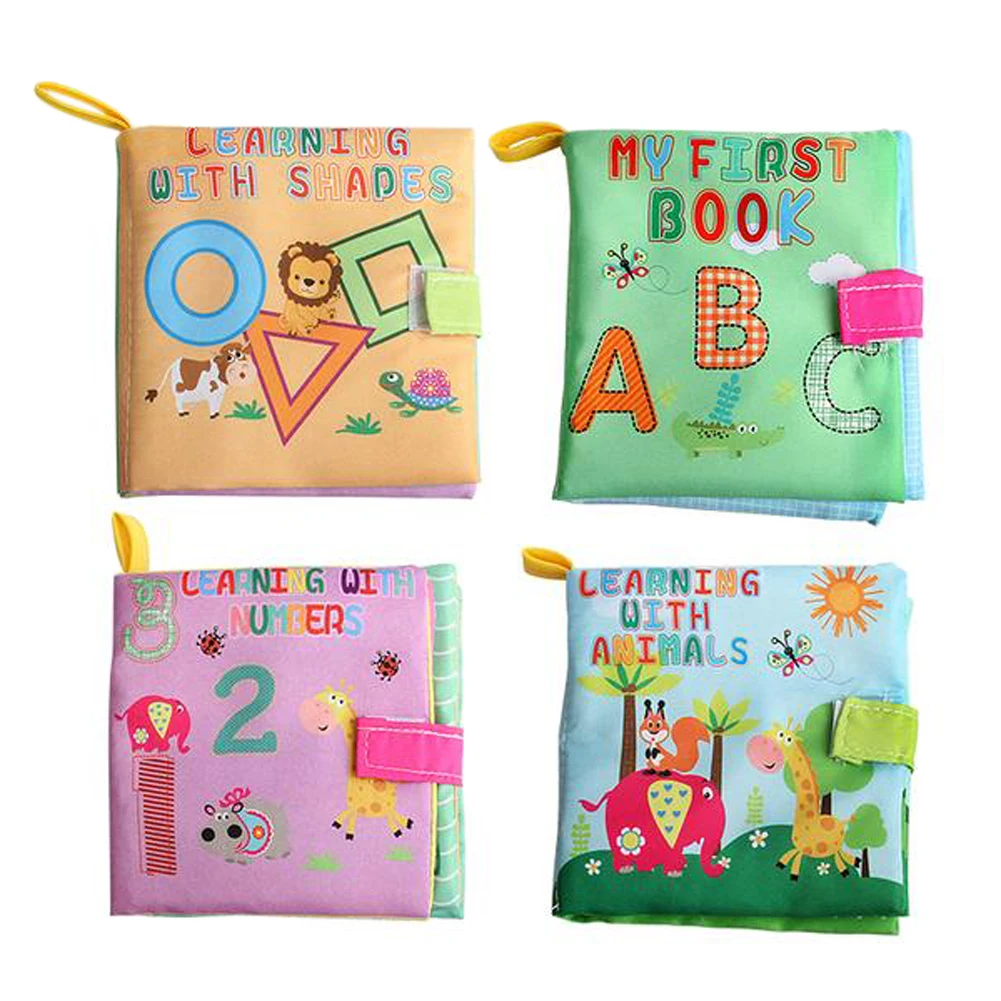 4 Style Educational Baby font b Toys b font Rattles Soft Cloth Books font b Toys
