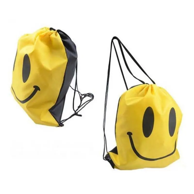 

Funny Smile Storage Bag Outdoor Beach Gym Swimming Clothing Shoes Towel Drawstring Backpack Home Storage Organization