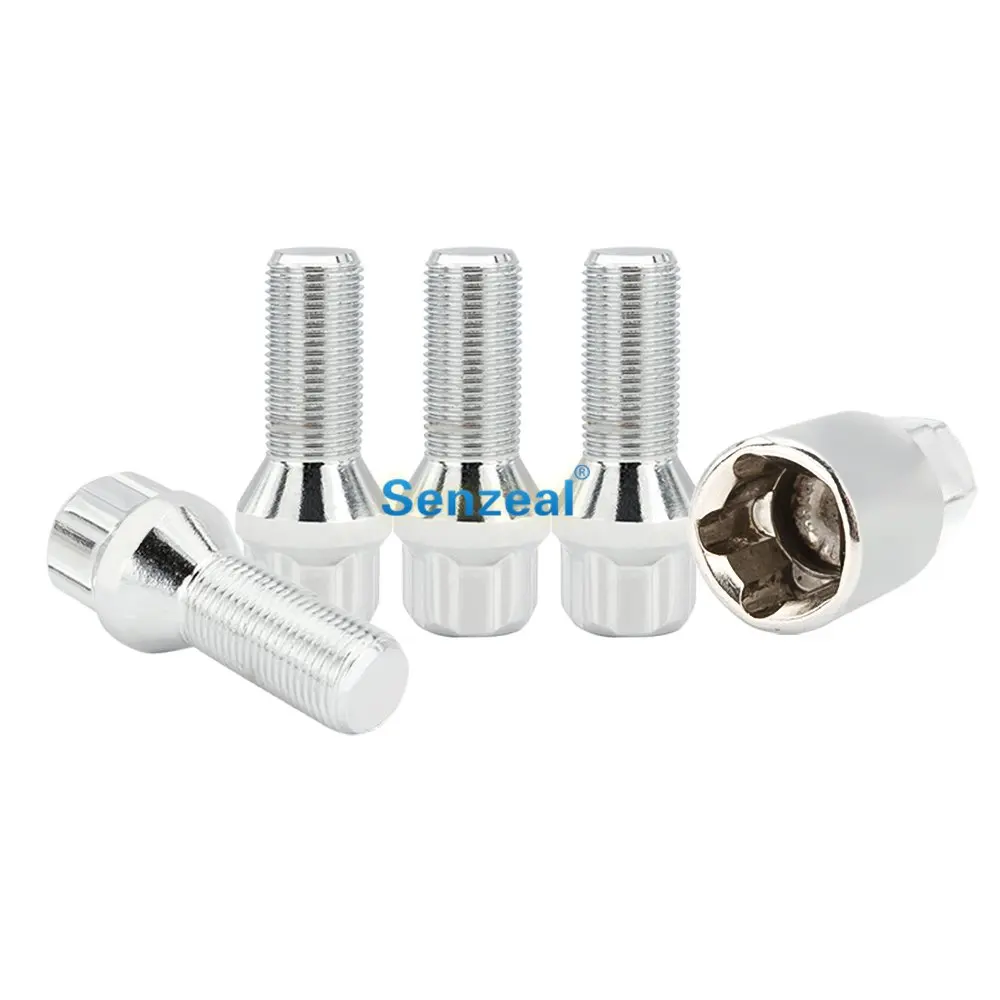 

Senzeal 4X Flower Surface Cone Slot Design Chrome Anti Theft Locking Wheel Bolt with Key M14x1.25 M14x1.5 Anti Theft Wheel Bolts