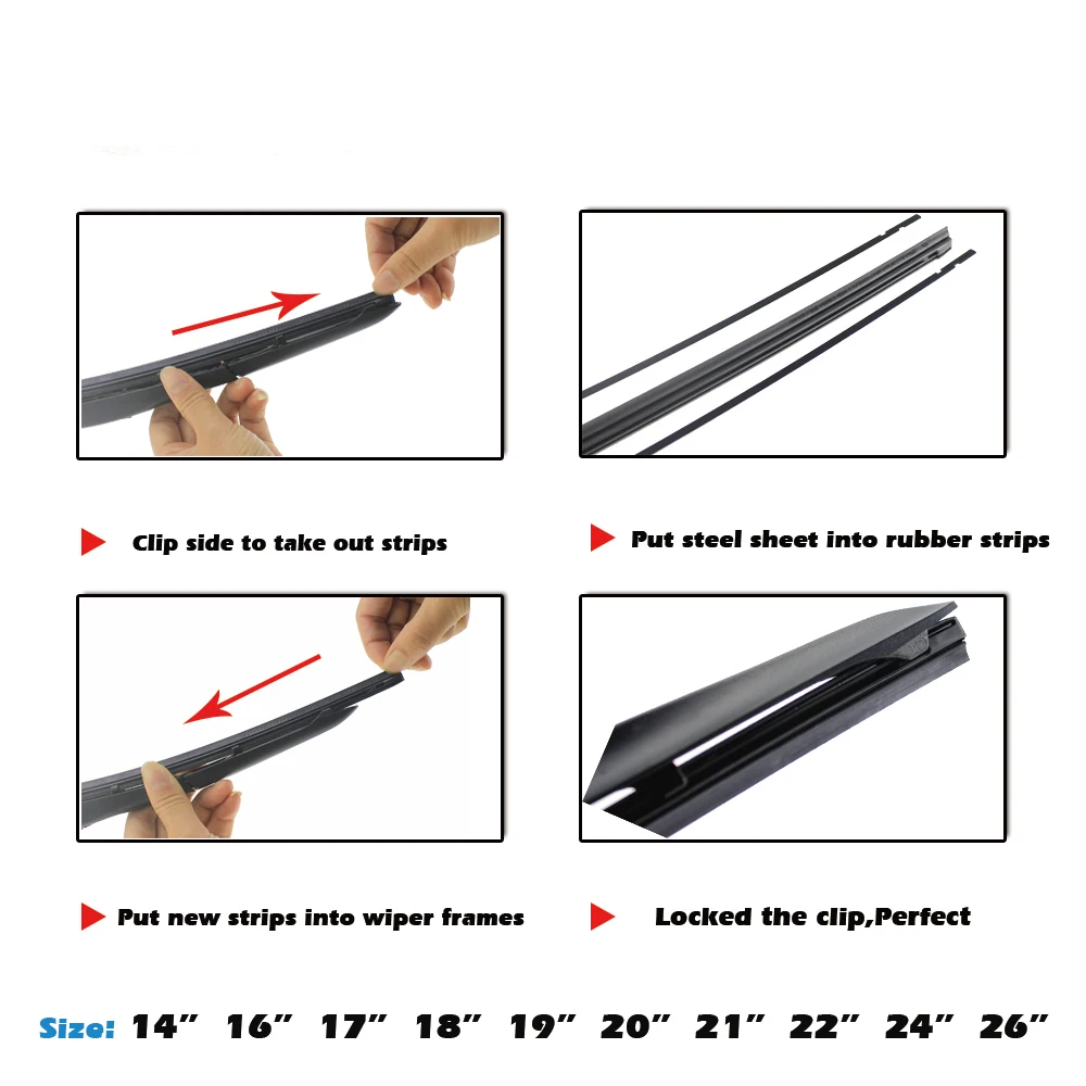 Car Wiper Blade Windscreen Vehicle Insert Hybrid Denso Rubber Strip Refill 8mm 14