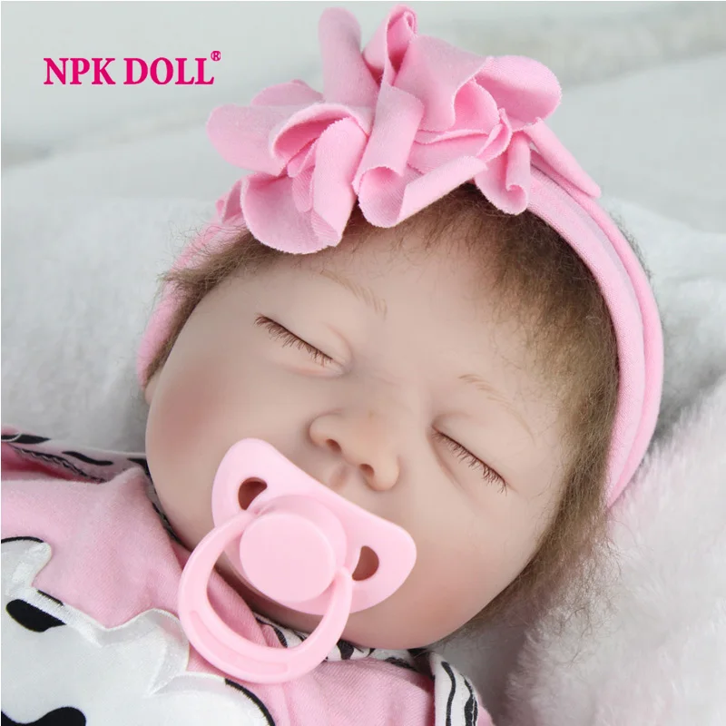 

22 Inch 55cm Sleeping Silicone Baby Doll Realistic Baby Toy Gift For Girls Play House Real Toys Cow clothes Lovely Pink Toys