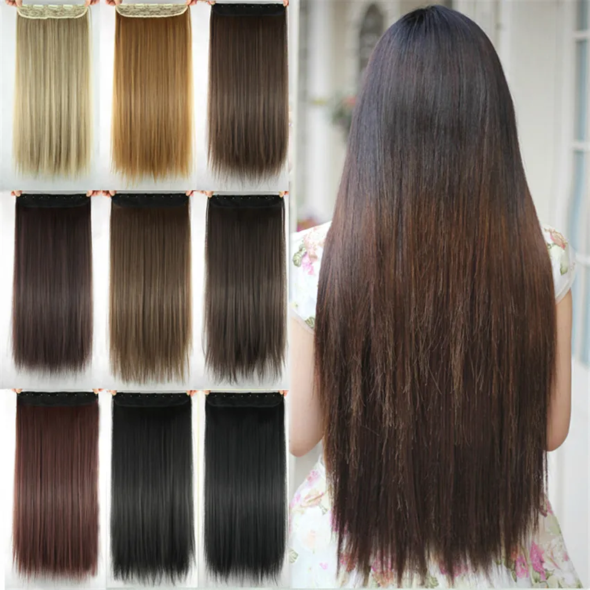 Feibin Clip In Hair Extension Synthetic Hair Piece Long 60cm 24 inches Heat Resistant no47 Free Shipping