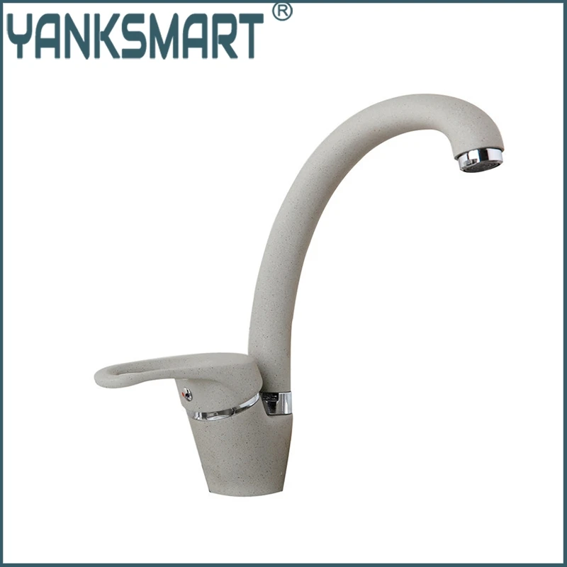 

YANKSMART Kitchen Sink Swivel Three Color Black White And Khaki Painting Finished Kitchen Faucet Single Handle Mixer
