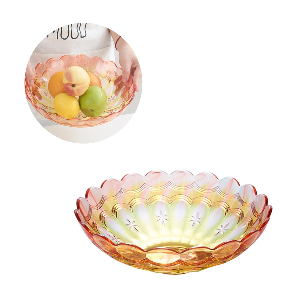 

1pc Fruit Dish Candy And Snack Tray Creative Transparent Imitation Glass Crystal For Home (Red)