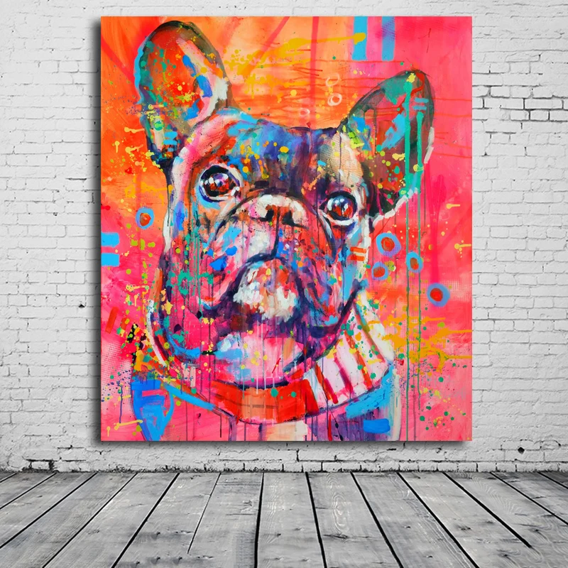 Lovely Cartoon Animal Canvas Art Print Painting Cute watercolor Dog