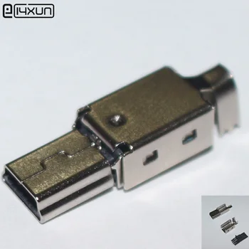 

5sets Mini USB 5PIN Welding T Type Male Plug Connectors Charger 5P USB Tail Charging Socket 3 in 1 Metal Plug