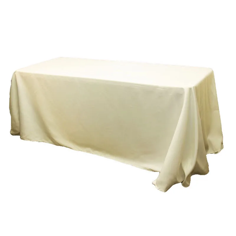 

Ivory Rectangle Polyester plain table cloth for wedding events party decoration Rectangular TableCover