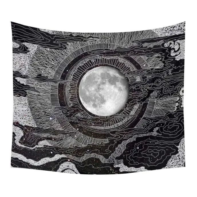 

(full size) New tapestries Hippie wall hanging tapestry bedspreads beach towel yoga mat Dark gray moon