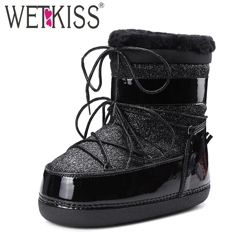 WETKISS Designer Shoes Women Keep Warm Wool Liner Snow Boots Woman