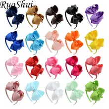20 цветов женские двухслойные одноцветные волосы бант ручной работы Детские аксессуары для волос девушки бутик повязка на голову