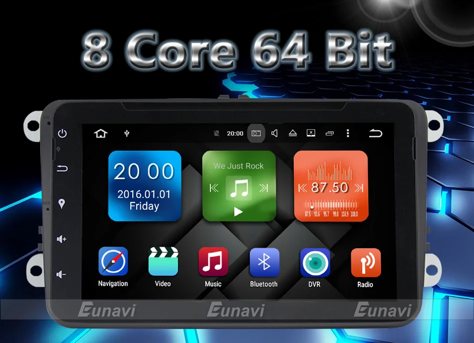 Clearance Eunavi 8" 2din Car dvd Android 9.0 2 din radio stereo Octa Core For VW Golf MK6 5 Polo Jetta Tiguan Passat B6 5 CC Skoda Touran 0