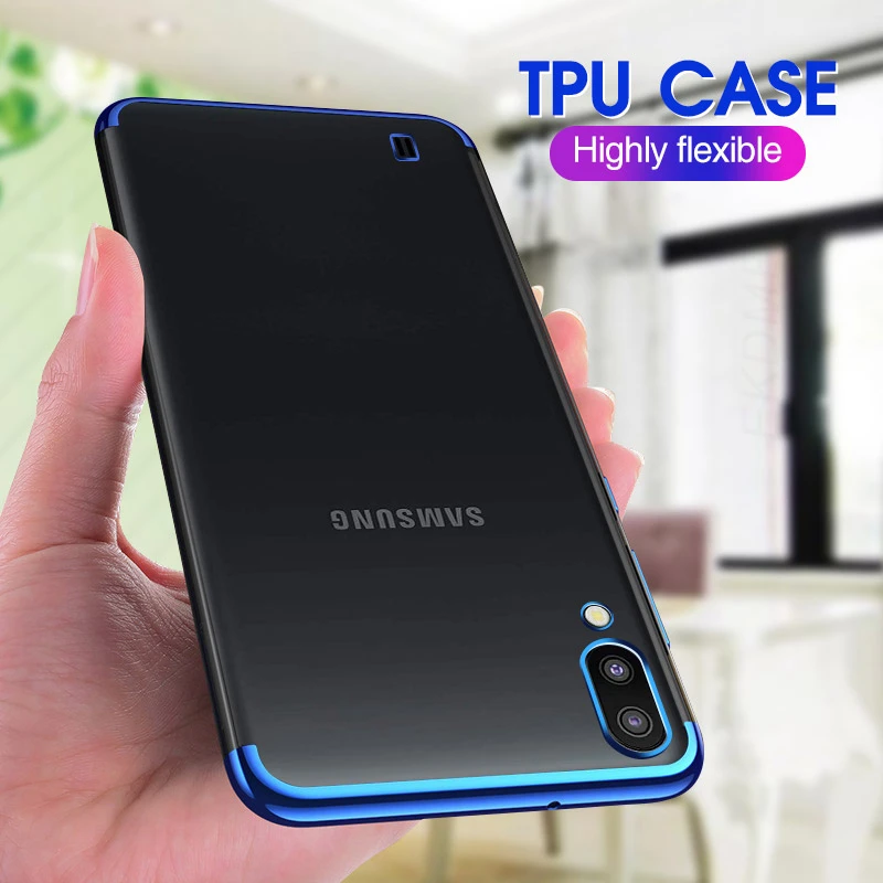 

Soft TPU Phone Cases For Samsung M10 M20 A30 A50 silicone Plating Transparent Back Cover For Galaxy S10 plus s8 s9 note 9 s7edge