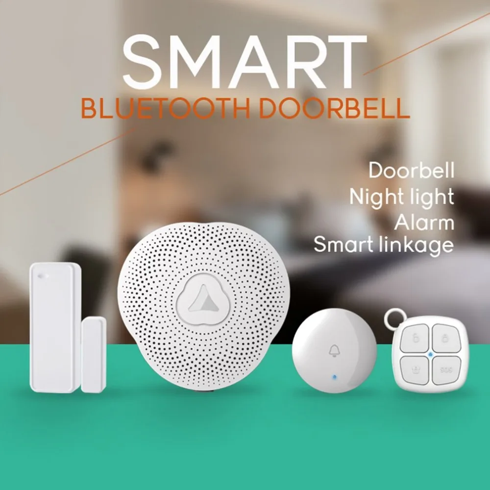 

433/868mhz Security APP Control Bluetooth Alarm System Wireless Doorbell Door Bell Night Light Home Security Door Sensor Linkage