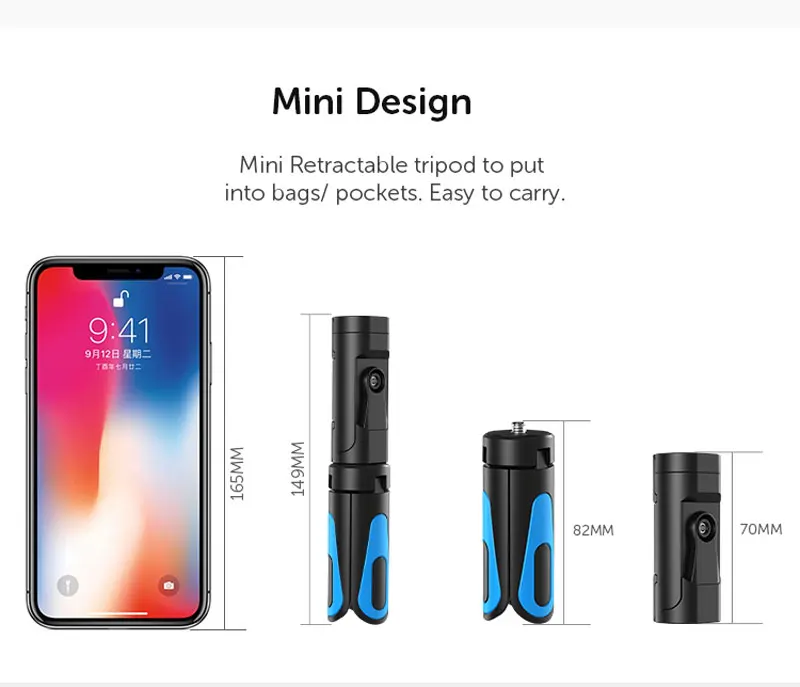 360 Rotation Vertical Shooting 2 in 1 Mini Tripod Phone Mount Holdr for iPhone X