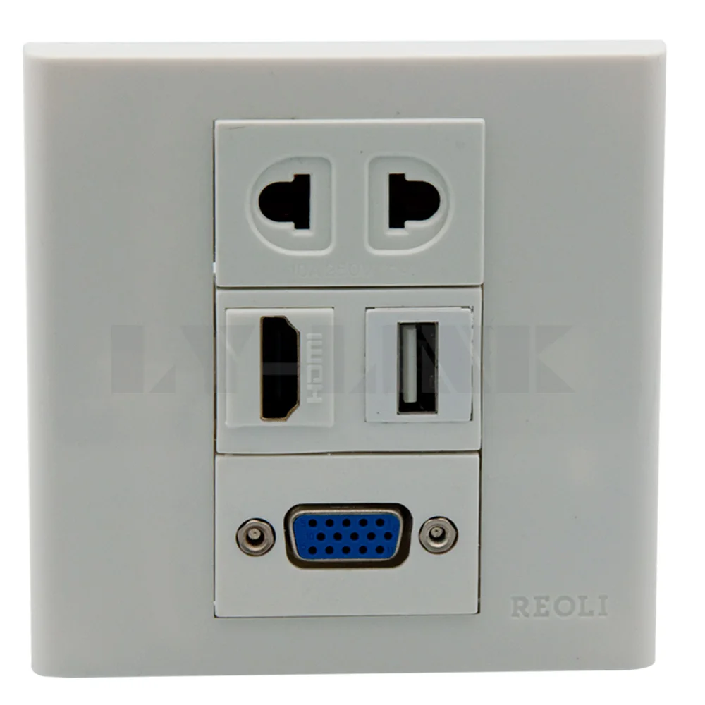 Buy VGA, HDMI, USB, AC power wall plate with backside