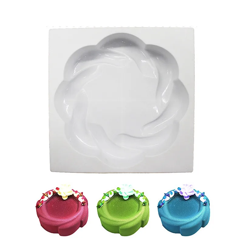 Rose Flower Circle Dessert Chocolate 3D Cake Mold Art Mousse Silicone Cake Decor Mould DIY Baking Pastry Tools 1