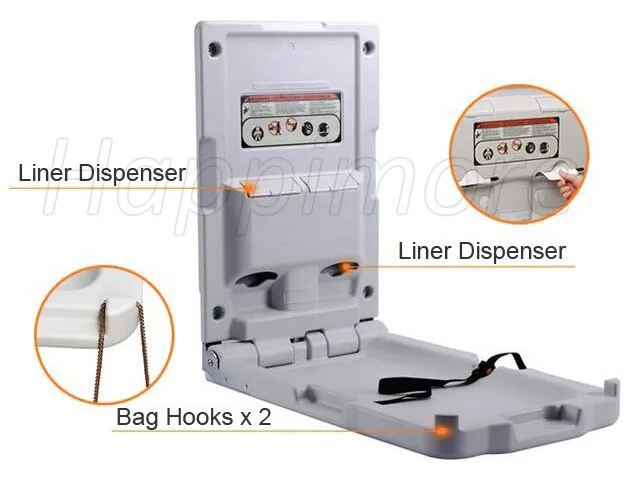 Happimore серый вертикальный пеленальный столик с 100kgs статической загрузки вес коммерческий уровень пеленки станции CE ASTM
