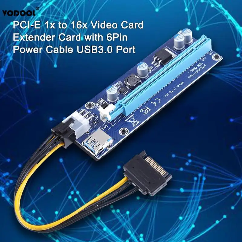VODOOL PCI E 1X до 16X PC расширитель для видеокарты расширения набор карт с 6 контактным