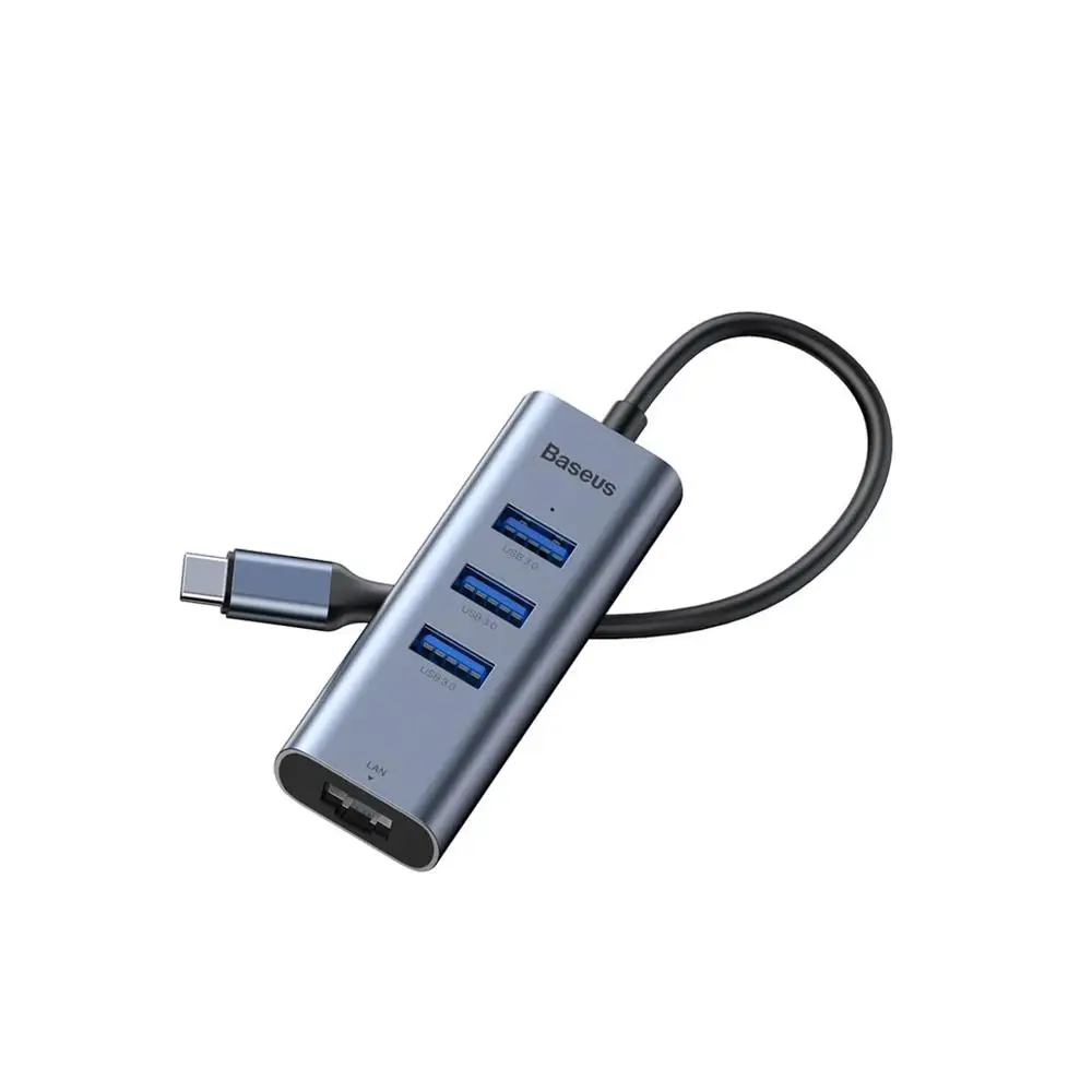 

Mijia Baseus 4 in 1 Type-c to 3 Female USB 3.0 RJ45 Gigabit Adapter HUB Docking Station For Mobile Phone Tablet Computer Laptop