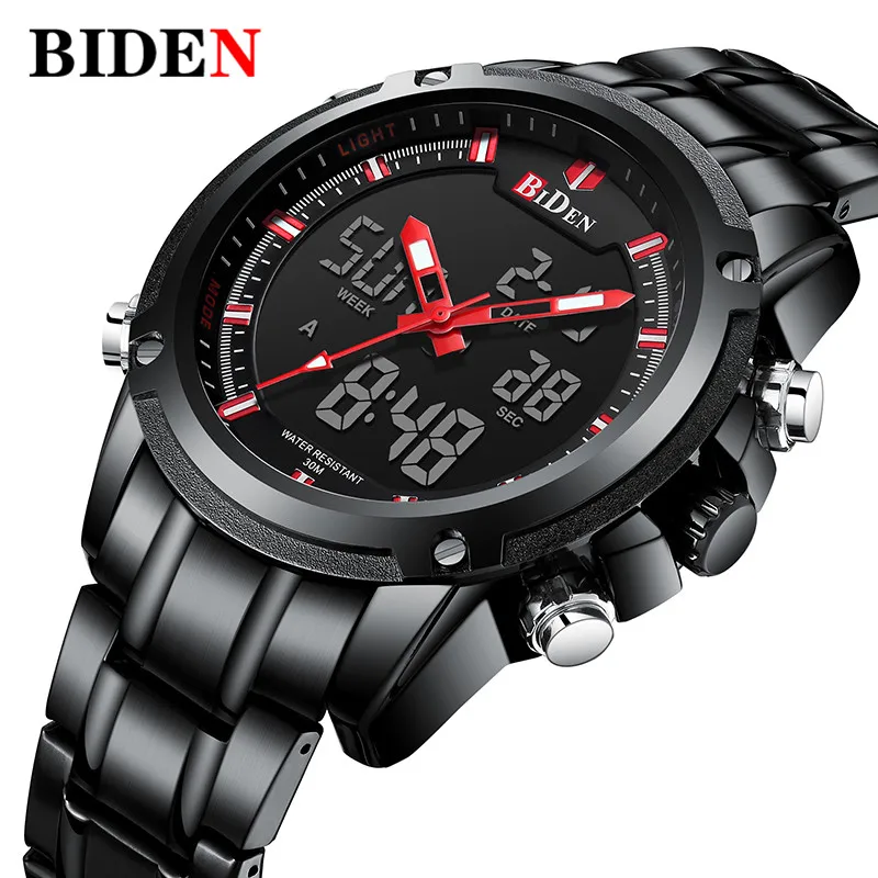 

Top Brand Biden Watch Mens Fashion Chronograph Waterproof Sport Date Watches For Male Clock Black Full Steel relogio masculino