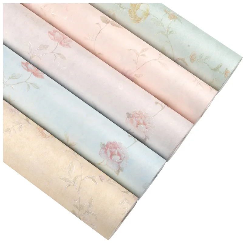 

Modern Non-woven Garden Flower Wallpaper Girl Room Pink Striped Wallpaper Pink Vertical Stripes Wallpaper Green Wallpaper Rolls