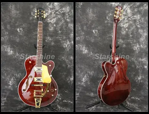 Starshine Hollow Body Electric Guitar YL-JZ70 BB Bridge Gold Hardware Flamed Maple Top Grover Tuner L5 Style Good Pickups