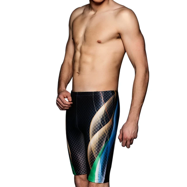 Cheap New Swimwear Men Breathable Men's Swimsuits Swim Trunks Boxer Briefs Sunga Swim Suit Gradient color Maillot De Bain Beach Shorts