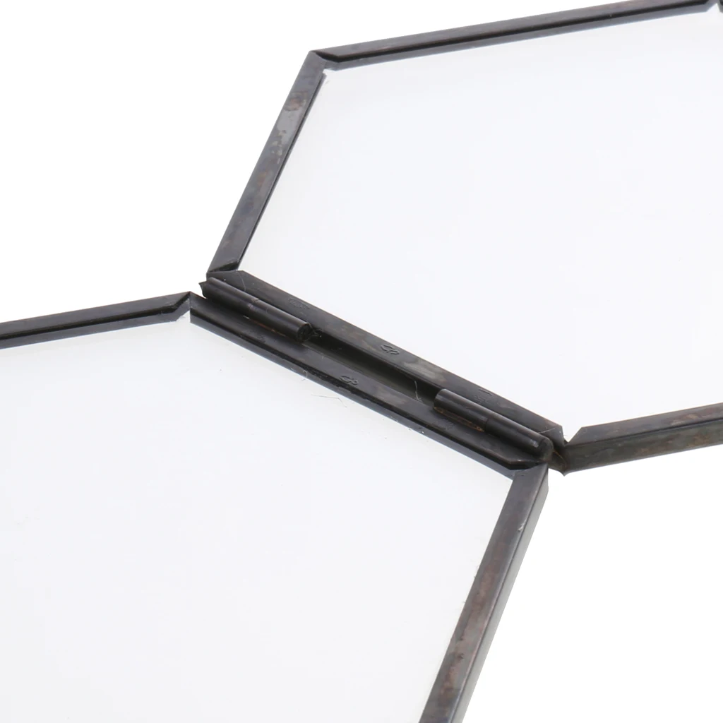 Pack of 2 Antique Hexagon Metal & Glass Hanging Picture Photo Frame Gold+Copper