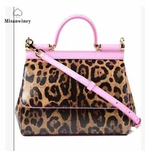 

Misanwiney 2018 Women's high quality leather handbag luxury brand square striped bag metal chain shoulder bag free shipping