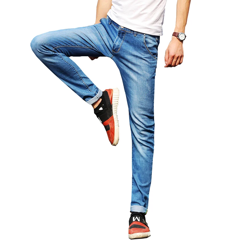 New Brand Mens Jeans Quality 2017 New Arrival Jeans Men Fashion Slim Fit Drawstring Denim Pants Men Trousers hot sale multicolor