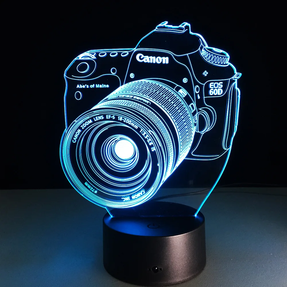 Valentines day gift 7 Color change 3D Hologram Camera Lamp Lights birthday Gift for girlfriend boyfriend anniversarie present