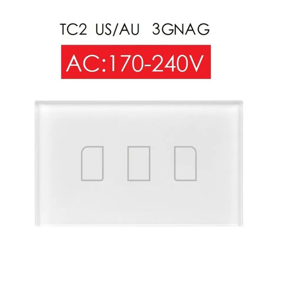 Broadlink TC2 US/AU, умный дом, RF сенсорный светильник, 2 комплекта, 110 В, 220 В, пульт дистанционного управления, настенный сенсорный выключатель+ RM Pro - Цвет: 220V 3Gang