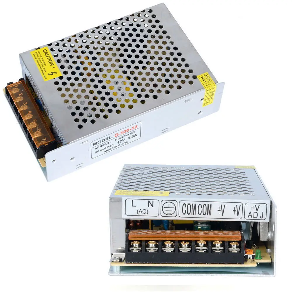 Блок питания светодиодной ленты 60W 100W 300W AC 110V 220V TO DC12V 2A/5A/8.3A/20A/25A/30A адаптер