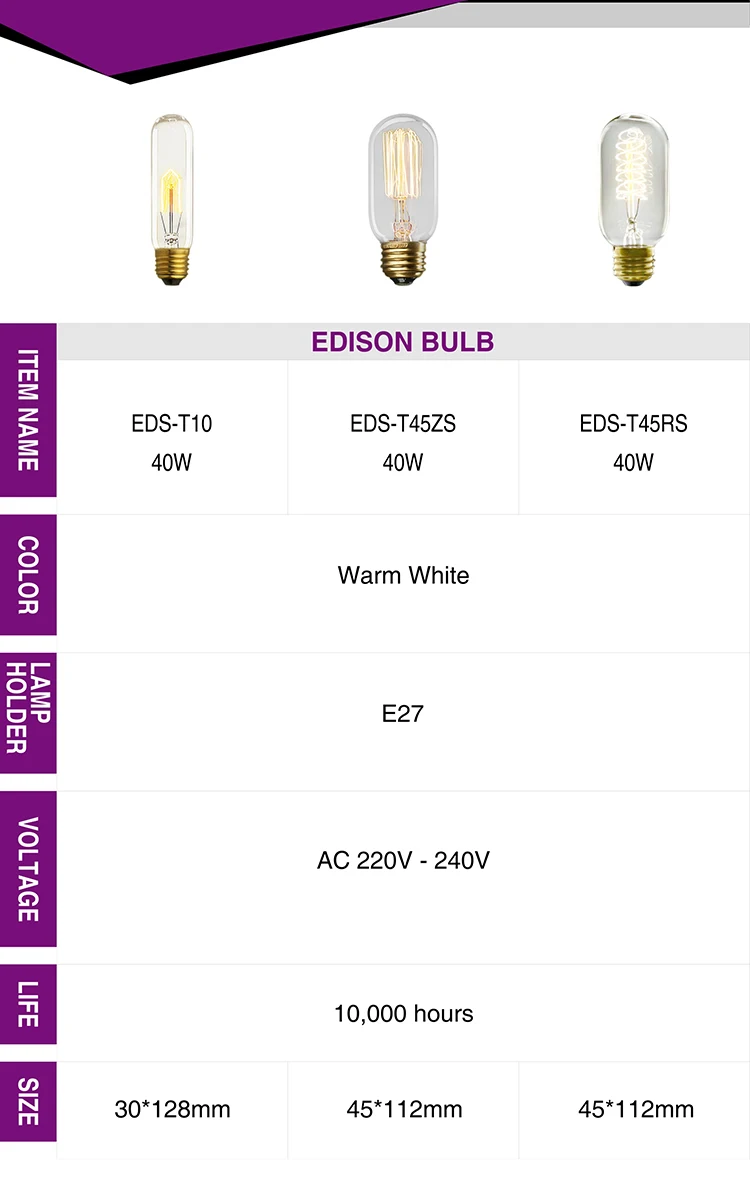 Ретро лампы Эдисона ST64 G95 ST48 T10 T185 T300 T45 E27 E14 220V лампы накаливания 25 Вт 40 Вт 60 Вт накаливания Винтаж светильник теплый белый
