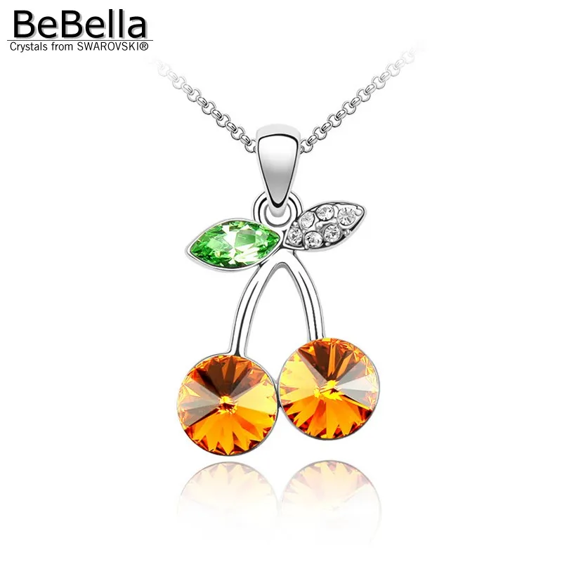 4 цветный кулон вишенки с кристаллами Сваровски|pendant necklace|cherry pendantnecklace with |