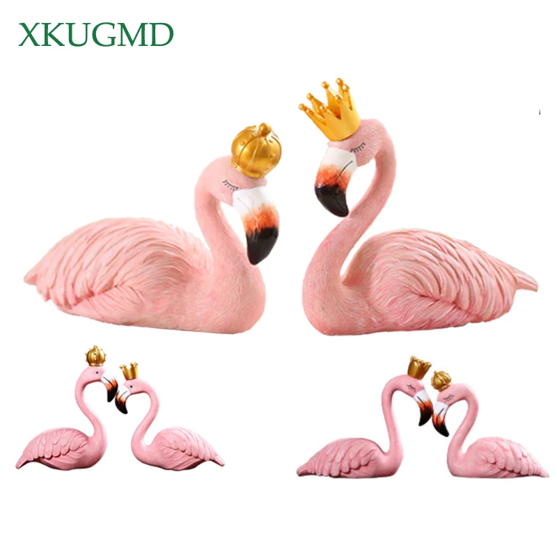 

Crown Couple Flamingo Small Decoration Living Room Bedroom Car Decoration Aquarium Landscaping Home Craft Small Gifts