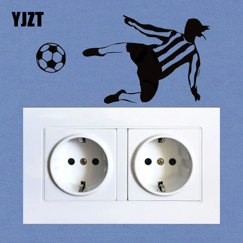 YJZT Football Player Goalkeeper Kicking Soccer Switch Sticker Cartoon Vinyl Wall Stickers Home Decor 8SS2360 | Дом и сад
