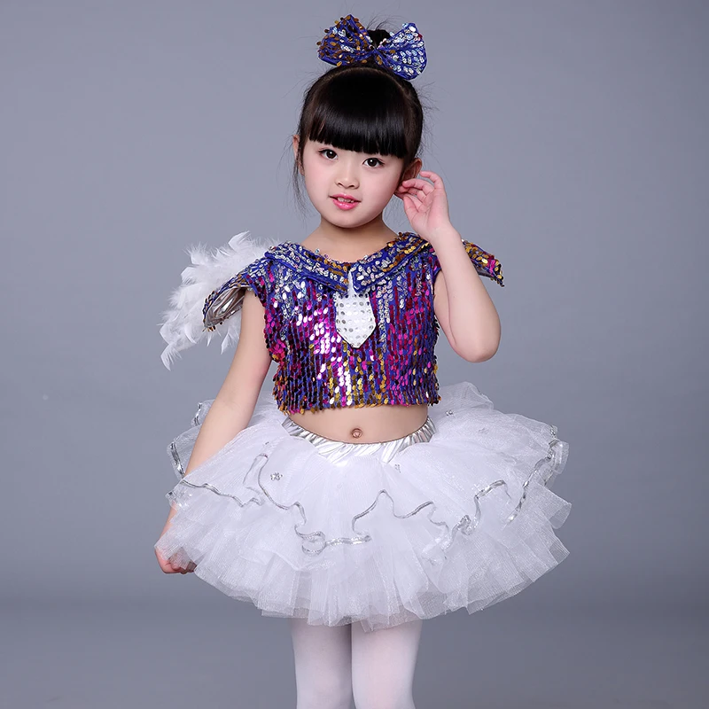 어린이 DS 댄스 의상 여자 투투 유치원 댄스 의류 어린이 현대 재즈 댄스 스팽글 의상