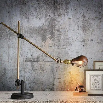 

Vintage Novelty Plated Foldable Desk Lamp Retro Loft LED Table Light Lamparas De Reading Room Iron Lighting Abajur Luminaria E27