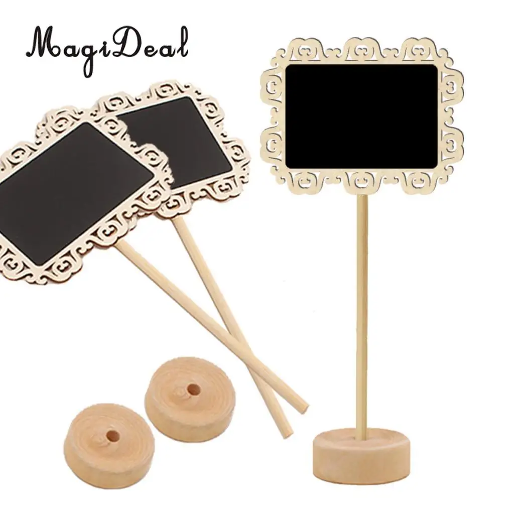 MagiDeal   10Pcs Table Top Wood Slate Chalkboard Easel Wedding Number Notice Memo Board Cafe Shop Price Promotion Stand Tags