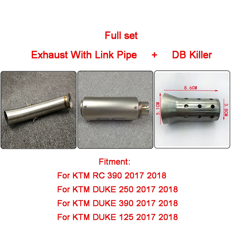 Full Set of Motorcycle Exhaust Muffler Silencer Middle Link Pipe For KTM DUKE 390 250 Duke RC 390 RC RC390 2017 2018 17 Slip-on (20)