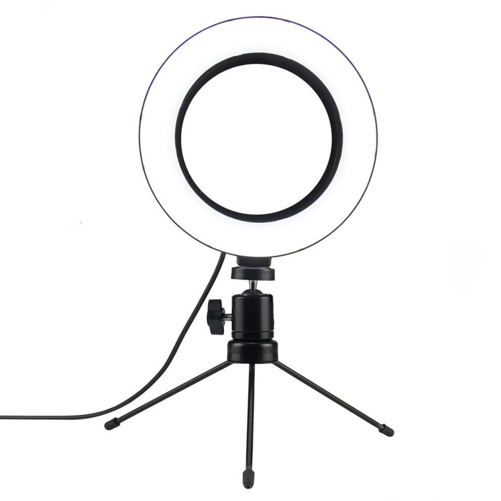 

Hanmi Photography LED Selfie Ring Light three-speed Stepless Lighting Dimmable With Cradle Head For Makeup Video Live Studio