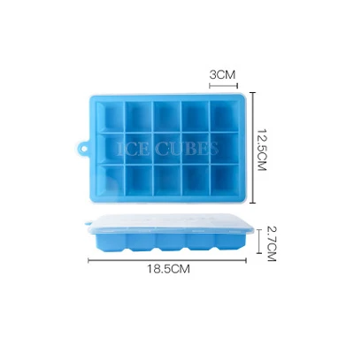 ERMAKOVA силиконовый лоток для льда с крышкой, легко снимаемый квадратный лоток для льда, форма для мороженого, форма для желе, пудинга - Цвет: Blue with lid