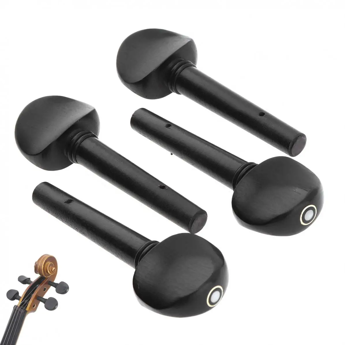 

4pcs/lot 3/4 & 4/4 Ebony Violin Tuning Pegs Inlay Shell with Open Hole for Violin Musical Instrument Accessories