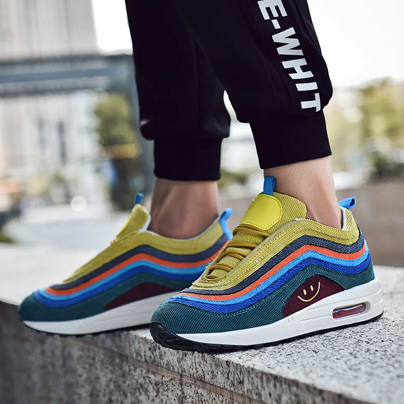 

Running Shoes Men 2019 Newest Rainbow Color Balenciaca Shoes Max and Air 97 Flyknit Sock Sneaker Unisex Running Shoes Snakers