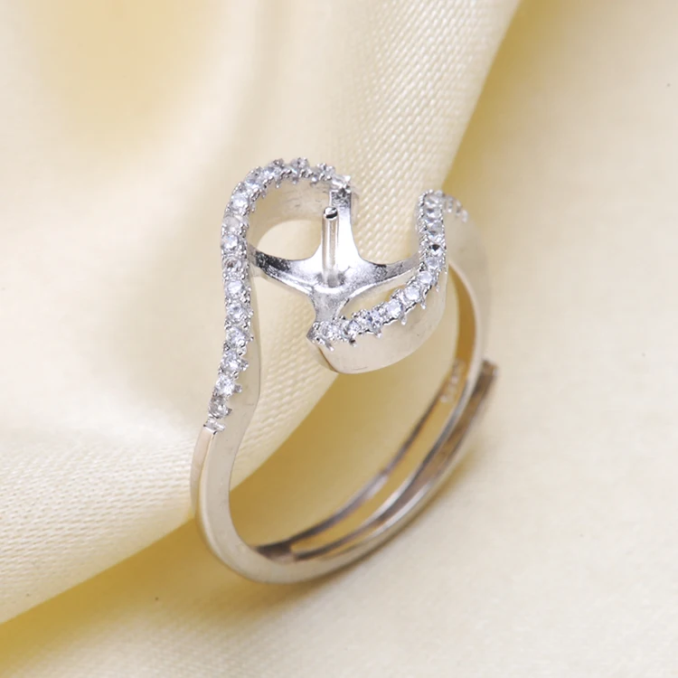 

Fashion Adjustable Silver plated Pearl Ring Accessories Ring Woman DIY Handmade Tail Ring JewelryOyster Pearl Making Accessory