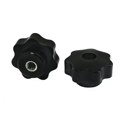 

2Pcs Black Silver Tone M8 40mm Dia Through Hole Star Head Clamping Knob